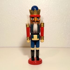 Nutcracker holiday Christmas gift wood blue green red gold used